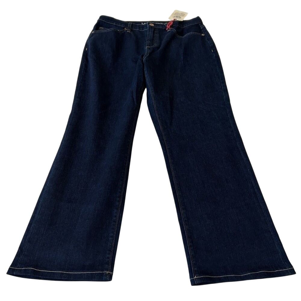 Lands' End Jeans Women's Petite 8P High Rise Straight Leg Denim Dark Blue NEW